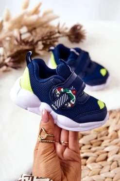 Outlet Dziecięce Sportowe Buty Na Rzep 516P094 Granatowe Dzieci Chłopięce