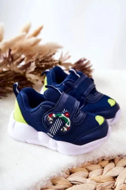 Outlet Dziecięce Sportowe Buty Na Rzep 516P094 Granatowe Dzieci Chłopięce