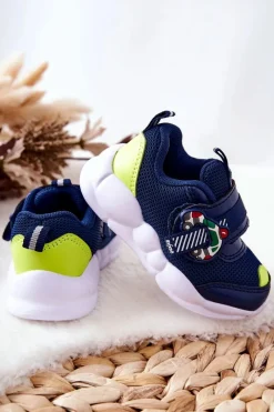 Outlet Dziecięce Sportowe Buty Na Rzep 516P094 Granatowe Dzieci Chłopięce