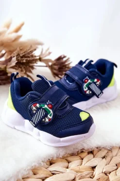 Outlet Dziecięce Sportowe Buty Na Rzep 516P094 Granatowe Dzieci Chłopięce