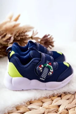 Outlet Dziecięce Sportowe Buty Na Rzep 516P094 Granatowe Dzieci Chłopięce
