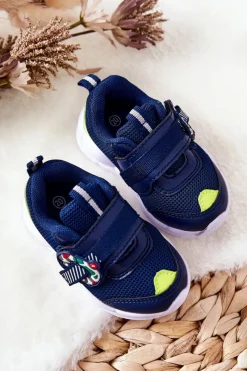 Outlet Dziecięce Sportowe Buty Na Rzep 516P094 Granatowe Dzieci Chłopięce
