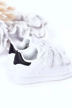 Online Dziecięce Sportowe Buty Na Rzepy Biało-Czarne Fifi Dzieci Chłopięce|Dziewczęce