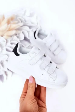 Online Dziecięce Sportowe Buty Na Rzepy Biało-Czarne Fifi Dzieci Chłopięce|Dziewczęce