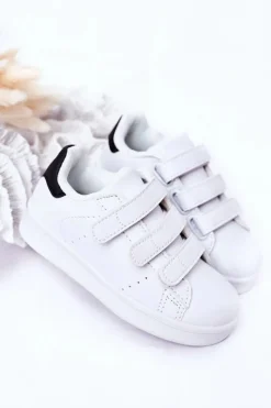 Online Dziecięce Sportowe Buty Na Rzepy Biało-Czarne Fifi Dzieci Chłopięce|Dziewczęce