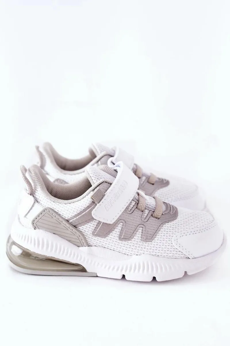 New Dziecięce Sportowe Buty Na Rzep ABCKIDS Biało-Srebrne Dzieci Dziewczęce|Chłopięce