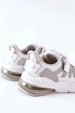 New Dziecięce Sportowe Buty Na Rzep ABCKIDS Biało-Srebrne Dzieci Dziewczęce|Chłopięce