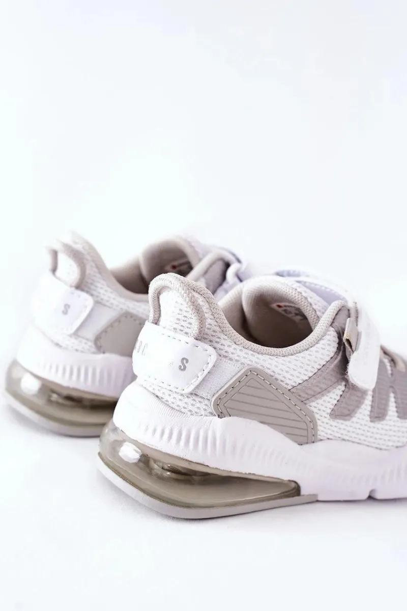New Dziecięce Sportowe Buty Na Rzep ABCKIDS Biało-Srebrne Dzieci Dziewczęce|Chłopięce