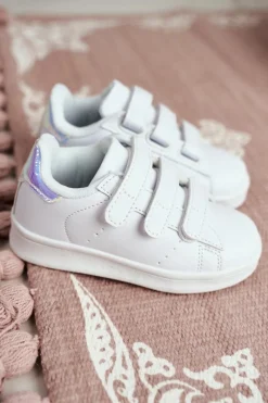 Discount Dziecięce Sportowe Buty Na Rzepy Biało-Srebrne Fifi Dzieci Chłopięce|Dziewczęce