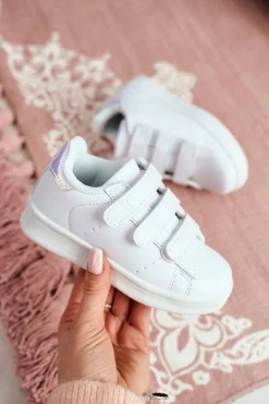 Discount Dziecięce Sportowe Buty Na Rzepy Biało-Srebrne Fifi Dzieci Chłopięce|Dziewczęce