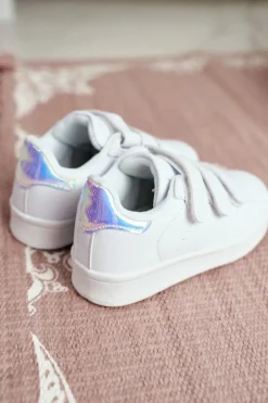 Discount Dziecięce Sportowe Buty Na Rzepy Biało-Srebrne Fifi Dzieci Chłopięce|Dziewczęce