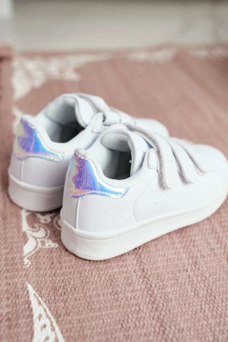 Discount Dziecięce Sportowe Buty Na Rzepy Biało-Srebrne Fifi Dzieci Chłopięce|Dziewczęce