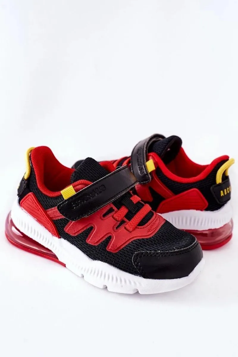Dziecięce Sportowe Buty Na Rzep ABCKIDS Czarno-Czerwone Dzieci Chłopięce