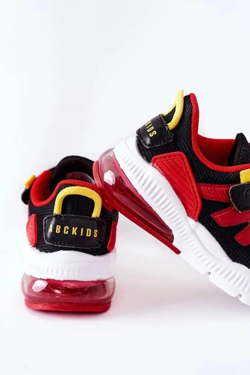 Dziecięce Sportowe Buty Na Rzep ABCKIDS Czarno-Czerwone Dzieci Chłopięce