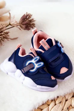 Online BEFADO Dziecięce Sportowe Buty Na Rzep 516P090 Granatowo-Różowe