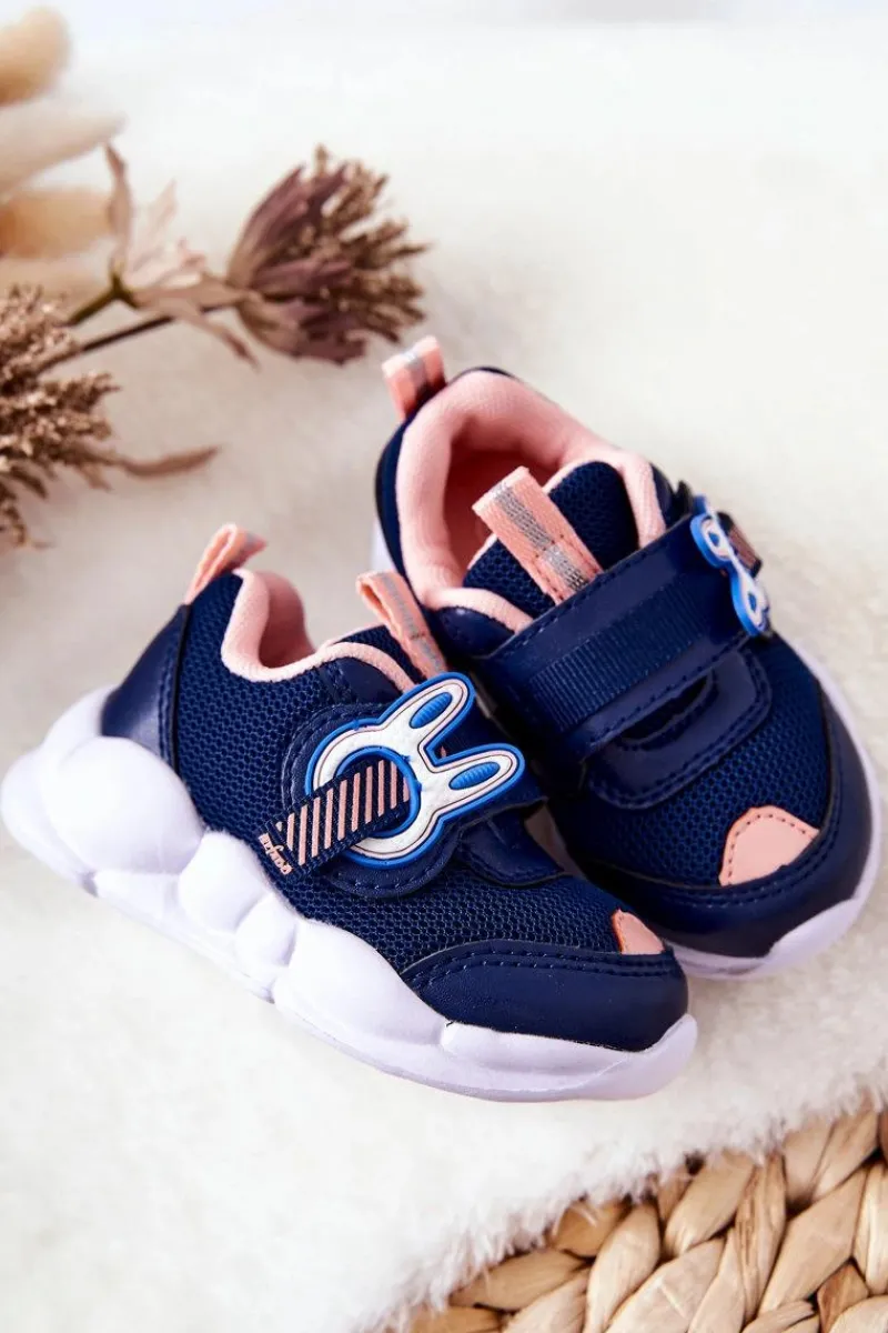 Online BEFADO Dziecięce Sportowe Buty Na Rzep 516P090 Granatowo-Różowe