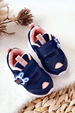 Online BEFADO Dziecięce Sportowe Buty Na Rzep 516P090 Granatowo-Różowe