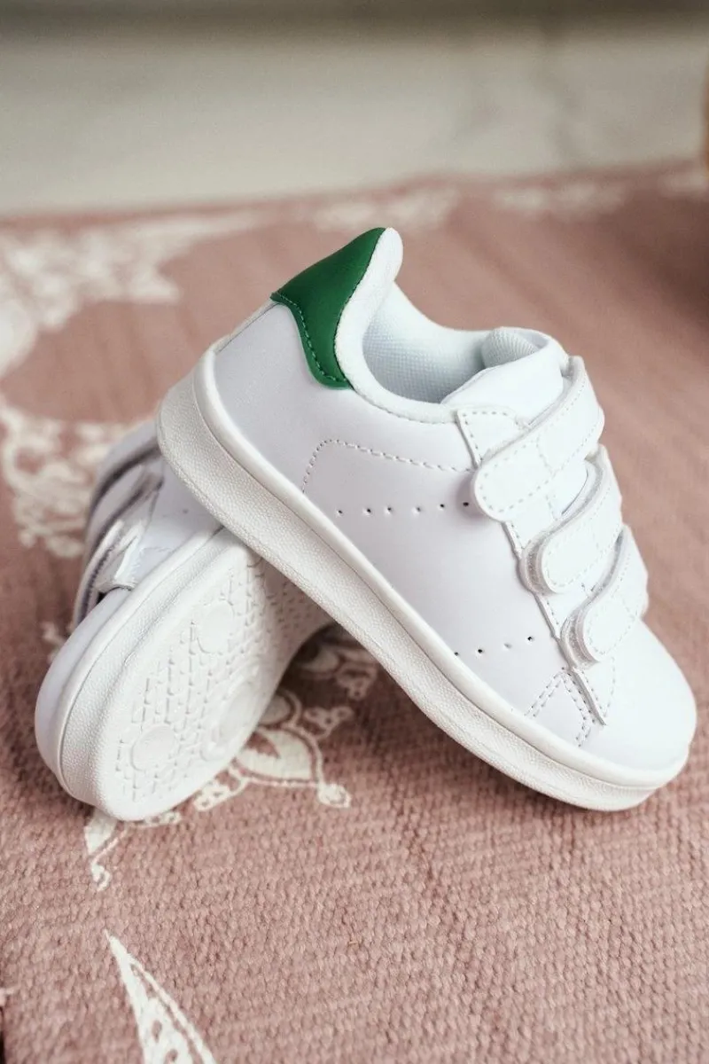 Chłopięce|Dziewczęce>Boto Dziecięce Sportowe Buty Na Rzepy Biało-Zielone Fifi