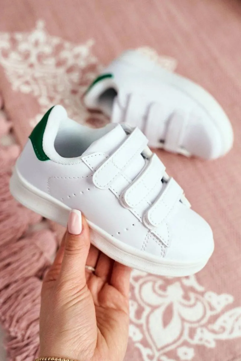 Chłopięce|Dziewczęce>Boto Dziecięce Sportowe Buty Na Rzepy Biało-Zielone Fifi