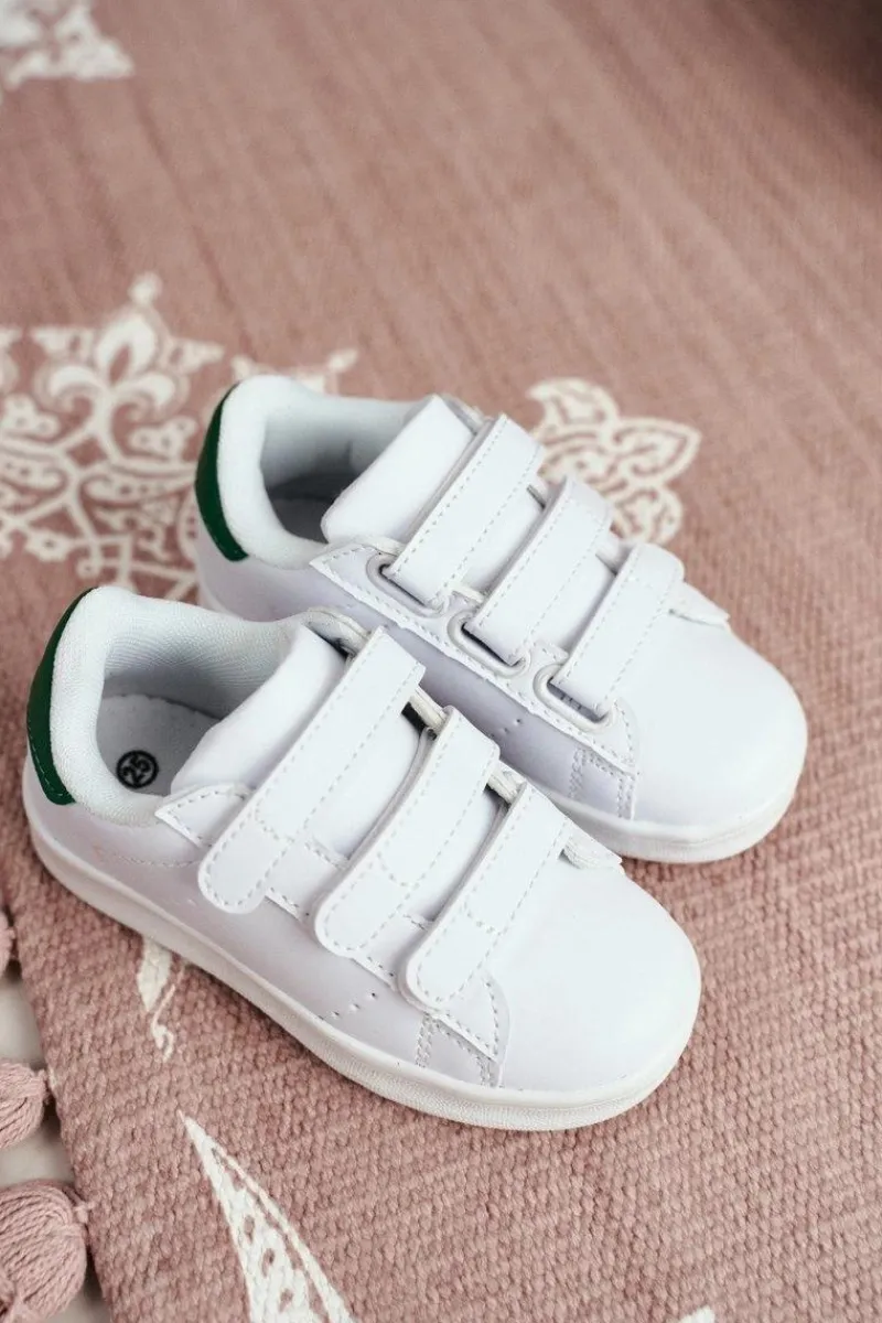 Chłopięce|Dziewczęce>Boto Dziecięce Sportowe Buty Na Rzepy Biało-Zielone Fifi