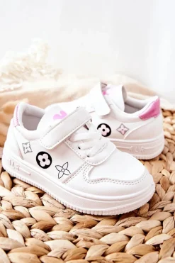 Online Dziecięce Sportowe Buty Na Rzepy Biało Różowe Aletris Dzieci Chłopięce|Dziewczęce