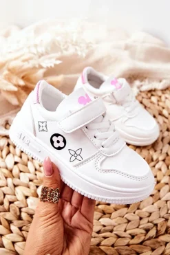 Online Dziecięce Sportowe Buty Na Rzepy Biało Różowe Aletris Dzieci Chłopięce|Dziewczęce