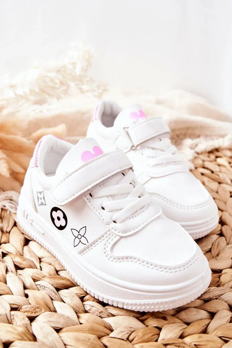 Online Dziecięce Sportowe Buty Na Rzepy Biało Różowe Aletris Dzieci Chłopięce|Dziewczęce