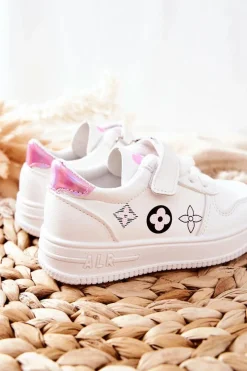 Online Dziecięce Sportowe Buty Na Rzepy Biało Różowe Aletris Dzieci Chłopięce|Dziewczęce