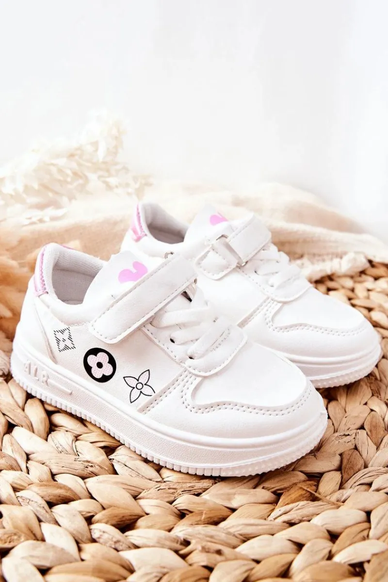 Online Dziecięce Sportowe Buty Na Rzepy Biało Różowe Aletris Dzieci Chłopięce|Dziewczęce