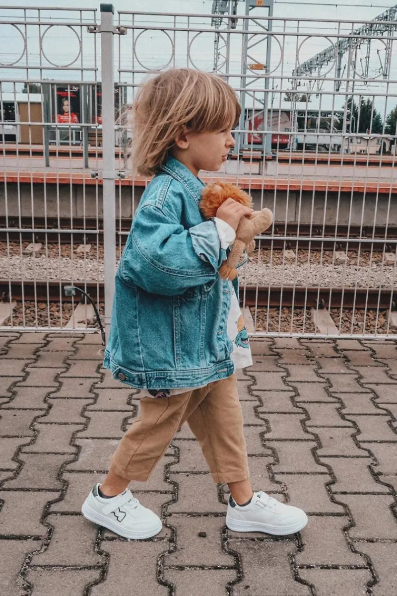 Chłopięce|Dziewczęce>Boto Dziecięce Sportowe Buty Na Rzepy Biało Czarne Santi