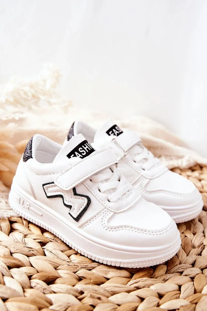 Chłopięce|Dziewczęce>Boto Dziecięce Sportowe Buty Na Rzepy Biało Czarne Santi