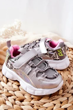 Hot Boto Dziecięce Sportowe Buty Na Rzepy Srebrne Vibo