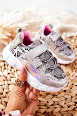 Hot Boto Dziecięce Sportowe Buty Na Rzepy Srebrne Vibo