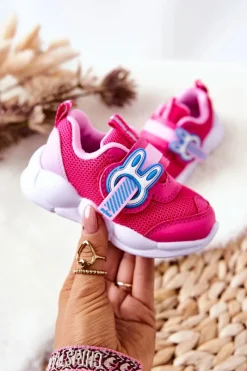 Outlet Dziecięce Sportowe Buty Na Rzep 516P089 Różowe Dzieci Dziewczęce