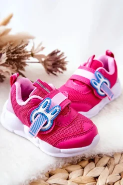 Outlet Dziecięce Sportowe Buty Na Rzep 516P089 Różowe Dzieci Dziewczęce