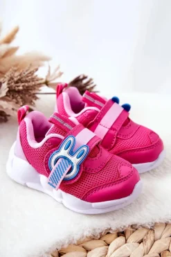 Outlet Dziecięce Sportowe Buty Na Rzep 516P089 Różowe Dzieci Dziewczęce