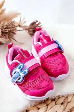 Outlet Dziecięce Sportowe Buty Na Rzep 516P089 Różowe Dzieci Dziewczęce