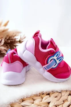 Outlet Dziecięce Sportowe Buty Na Rzep 516P089 Różowe Dzieci Dziewczęce