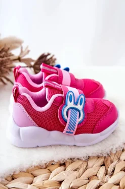 Outlet Dziecięce Sportowe Buty Na Rzep 516P089 Różowe Dzieci Dziewczęce