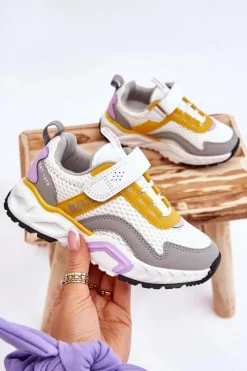 Online Big Star Shoes Dziecięce Sportowe Buty Na Rzep Big Star JJ374257 Biało-Żółte Wielokolorowy
