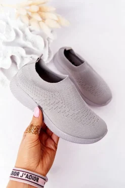 Discount Dziecięce Sportowe Buty Slip-On Szare School Trip Dzieci Dziewczęce