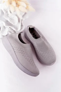 Discount Dziecięce Sportowe Buty Slip-On Szare School Trip Dzieci Dziewczęce