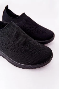 Sale Evento Dziecięce Sportowe Buty Slip-On Czarne School Trip