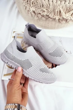 Dziewczęce>Evento Dziecięce Sportowe Buty Slip-On Szare Bobi