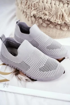 Dziewczęce>Evento Dziecięce Sportowe Buty Slip-On Szare Bobi