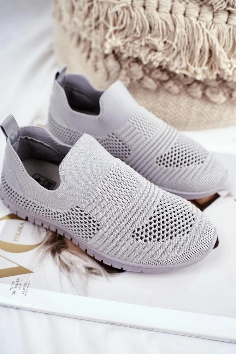 Dziewczęce>Evento Dziecięce Sportowe Buty Slip-On Szare Bobi
