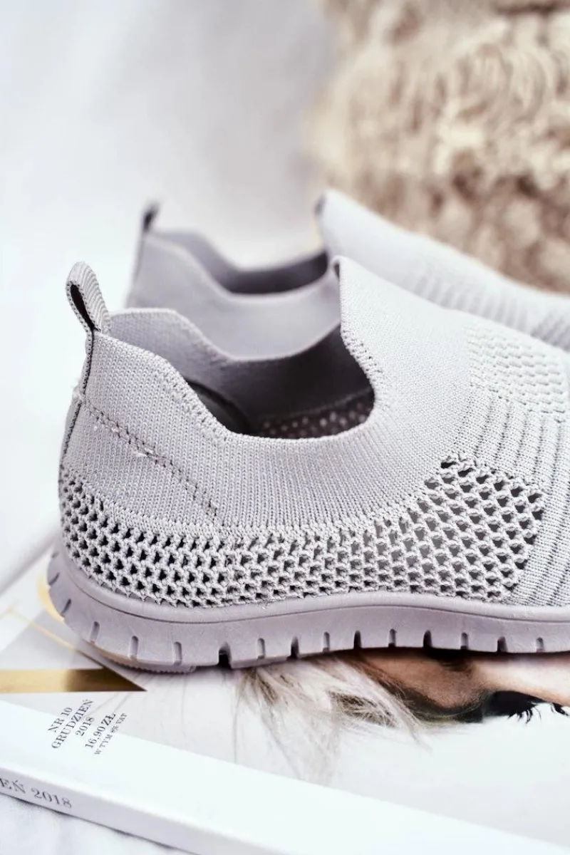 Dziewczęce>Evento Dziecięce Sportowe Buty Slip-On Szare Bobi