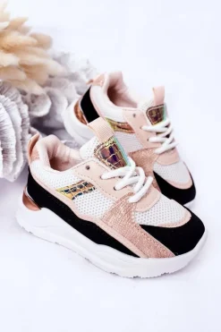 Outlet Boto Dziecięce Sportowe Buty Sneakersy Czarno-Różowe Game Time
