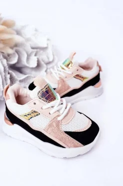 Outlet Boto Dziecięce Sportowe Buty Sneakersy Czarno-Różowe Game Time