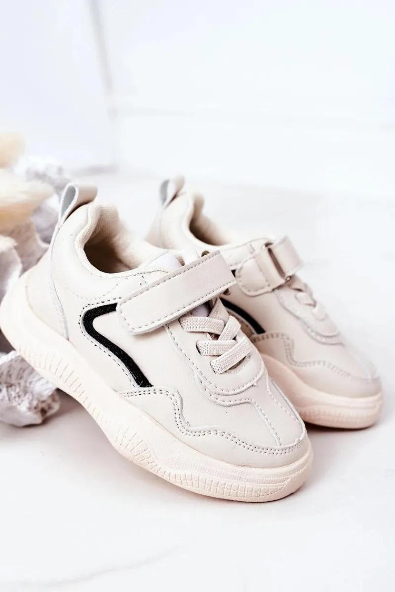 Discount Boto Dziecięce Sportowe Buty Sneakersy Beżowe Runner